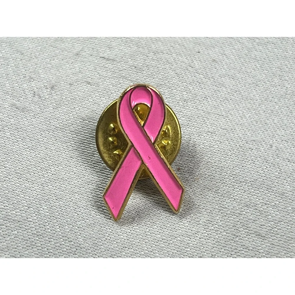 7pc‎ Pink Ribbon Awareness Enamel Lapel Pins Gold Tone Breast Cancer Support Set